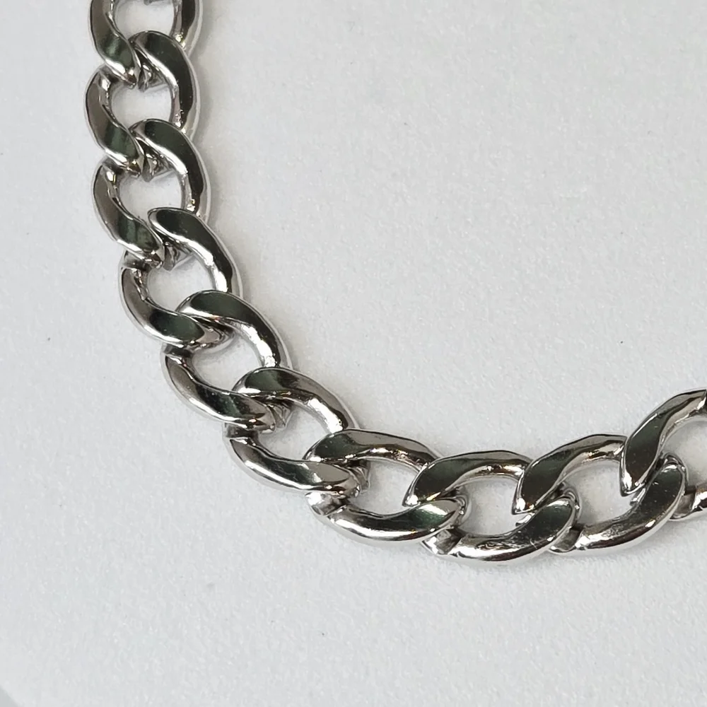 Chunky Curb Chain Necklace 7mm Stainless Steel Silver 20